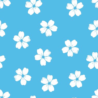 Elle çizilmiş çiçekli vektörsüz desen.