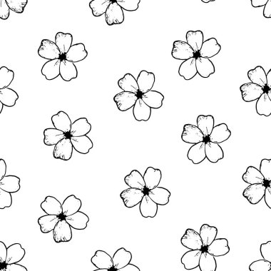 Elle çizilmiş çiçekli vektörsüz desen.