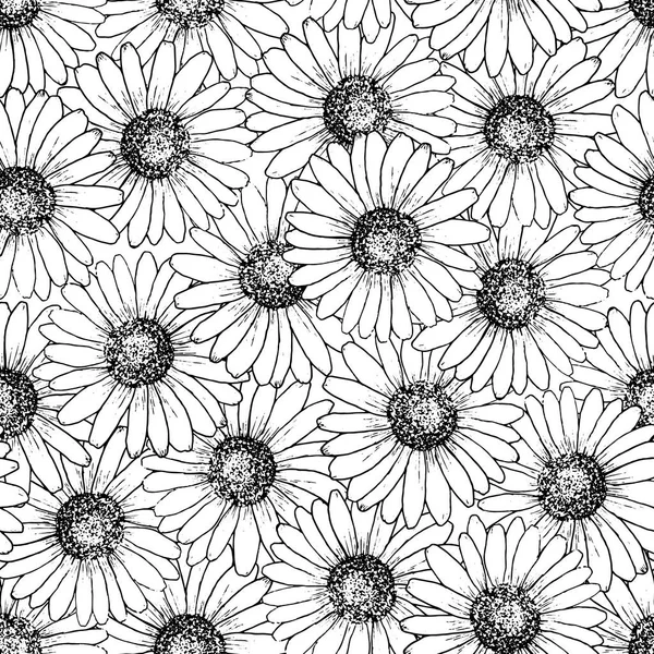 矢量无缝模式与手绘雏菊. — 图库矢量图片