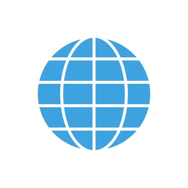 Vector icono globo plano. Icono del globo azul. Ilustración vectorial . — Vector de stock
