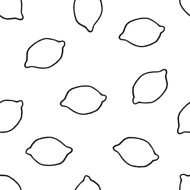 Elle çizilmiş limonlarla vektörsüz desen.