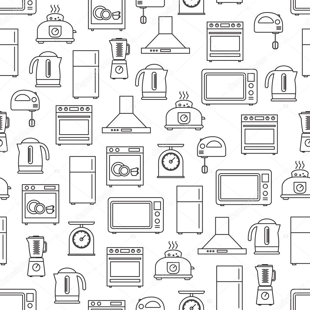 Vector seamless pattern with kitchen appliances. Seamless patter