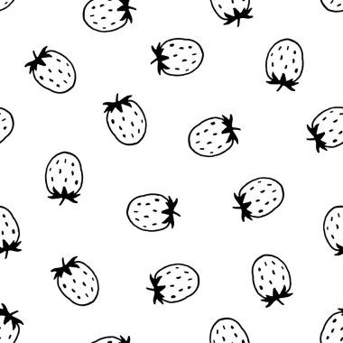 El çizilmiş çilek ile vektör dikişsiz desen. 