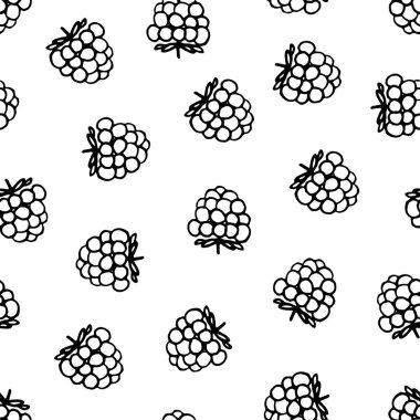 El çizilmiş ahududu ile vektör dikişsiz desen. 