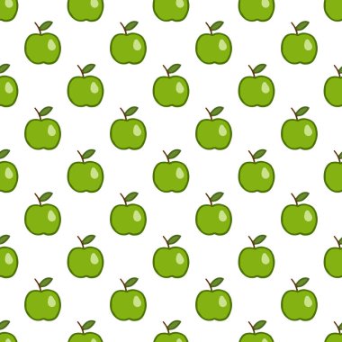 El çizilmiş yeşil elma ile vektör dikişsiz desen.