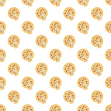 Bir dilim ile İtalyan pizza ile Vektör dikişsiz desen.
