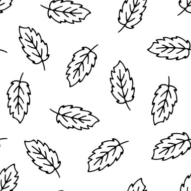 Elle çizilmiş yapraklı kusursuz vektör deseni.