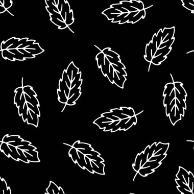 Elle çizilmiş yapraklı kusursuz vektör deseni.