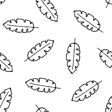 Elle çizilmiş yapraklı kusursuz vektör deseni.