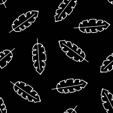 Elle çizilmiş yapraklı kusursuz vektör deseni.