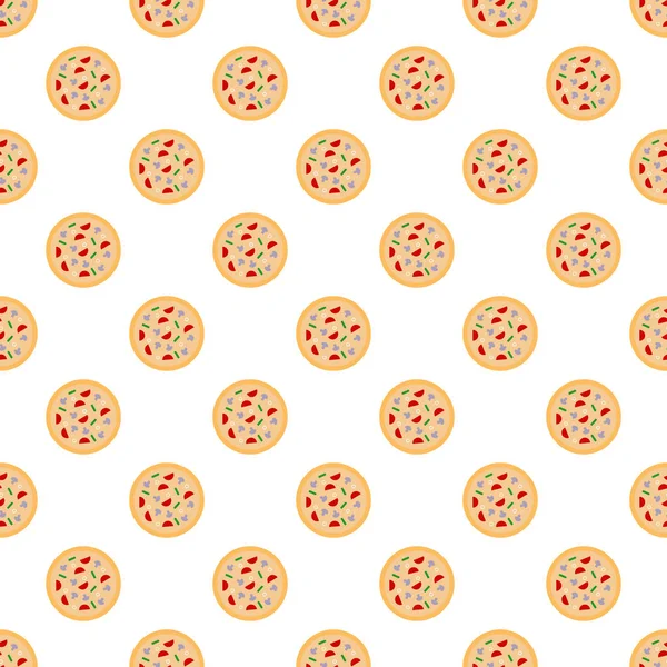 Векторный бесшовный рисунок с круглыми итальянскими пиццами . — стоковый вектор