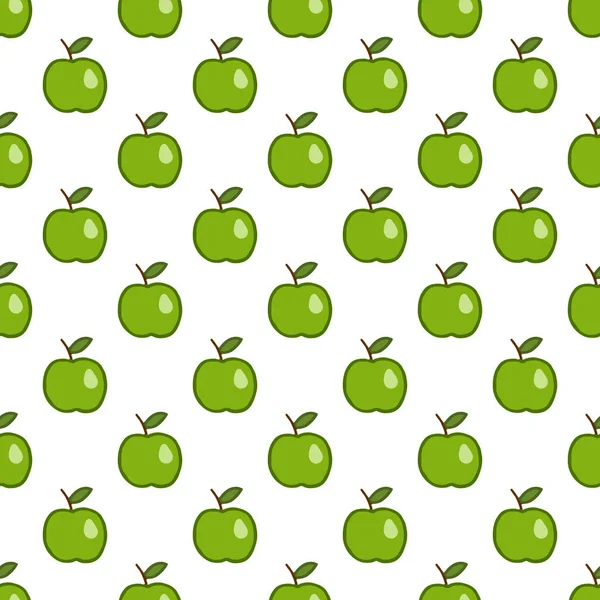 Patrón sin costura vectorial con manzanas verdes dibujadas a mano . — Archivo Imágenes Vectoriales