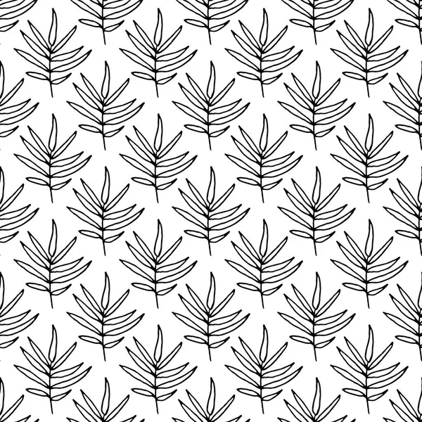 Vektor nahtloses Muster mit handgezeichneten Blättern. — Stockvektor
