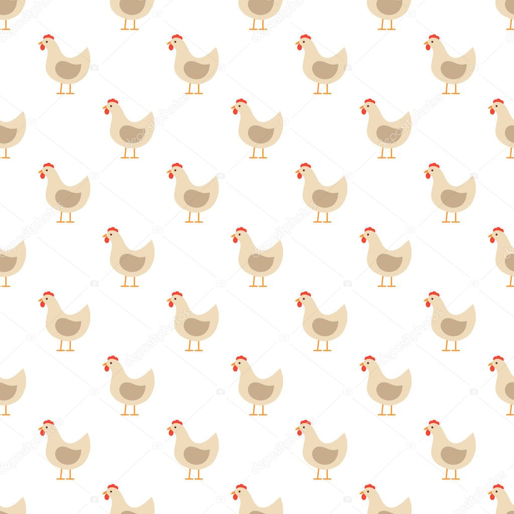 Vector seamless pattern with hens. Easter Day background.