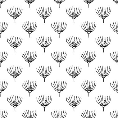 El çizilmiş soyut tropikal çiçek ile vektör dikişsiz desen