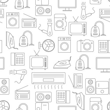 Lineer ev aletleri ile vektör dikişsiz desen.