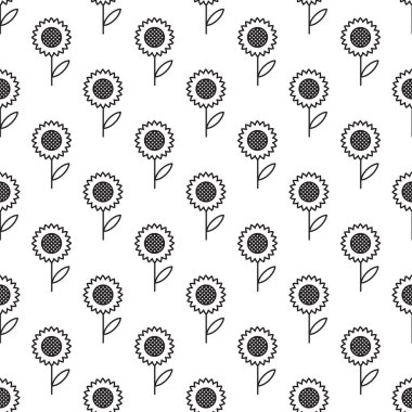 Ayçiçeği ile vektör dikişsiz desen. Dikişsiz desen.