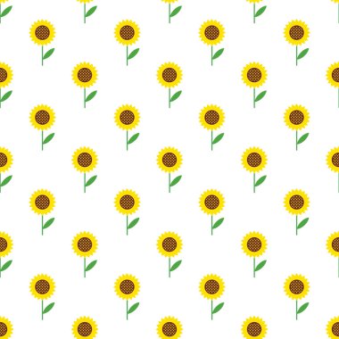 Renkli ayçiçekleri ile vektör dikişsiz desen. Dikişsiz patte
