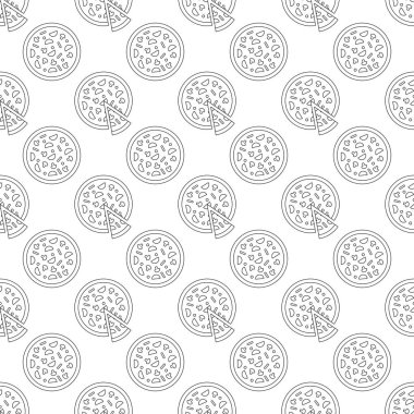 Anahat pizza ile Vektör dikişsiz desen. Dikişsiz desen.
