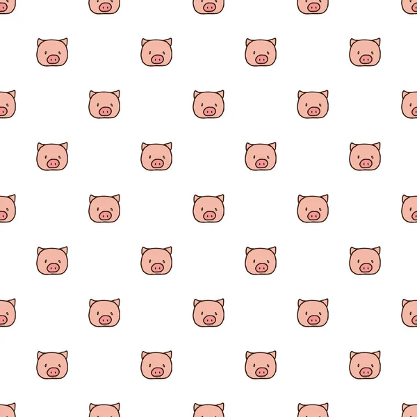Векторный бесшовный рисунок с нарисованной свиной головой . — стоковый вектор