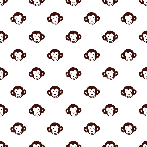 Vector seamless pattern with hand drawn monkey head. — Stock Vector