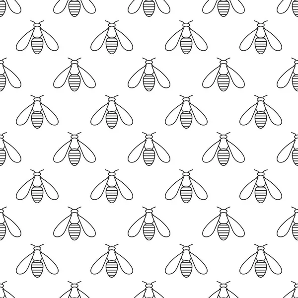 Vektor nahtlose Muster mit linearen Bienen. nahtloses Muster. — Stockvektor