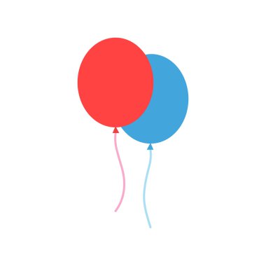 Düz renkli balonlar Vektör illüstrasyon. Balonlar simgesi.
