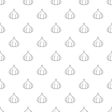Çizgi sarımsak ile Vektör dikişsiz desen. Dikişsiz desen.