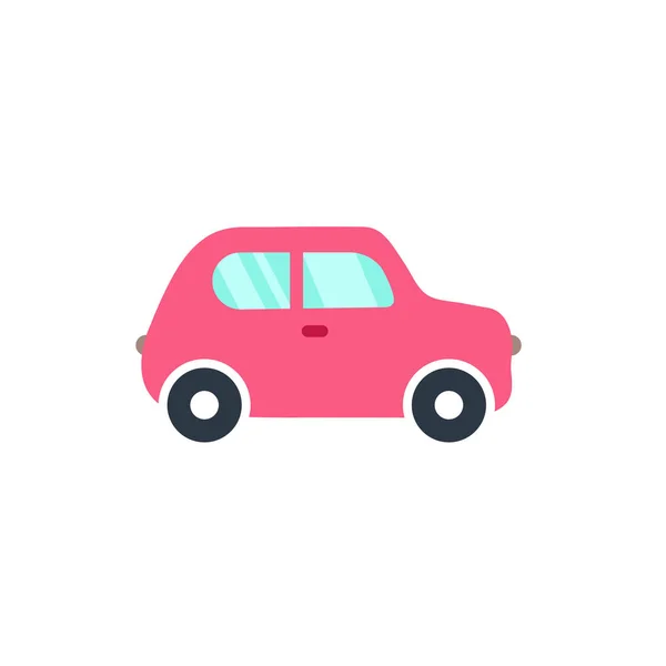 Vector illustratie van platte roze cartoon auto. Auto icoon. — Stockvector