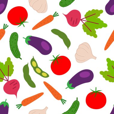 Renkli sebzeler ile vektör dikişsiz desen. Dikişsiz desen.