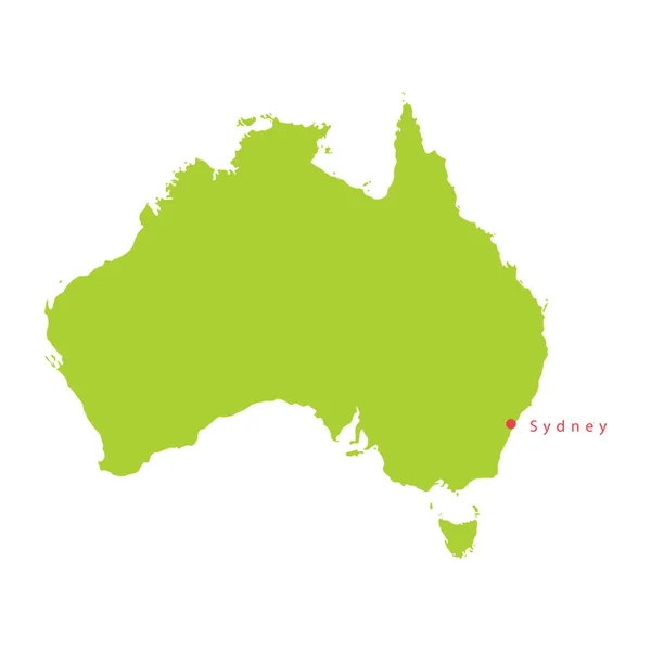 Vektorgrüne Australienkarte und Sydney. Vektorkarte. — Stockvektor