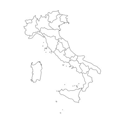 Siyah anahat İtalya haritasıvektör illüstrasyon.