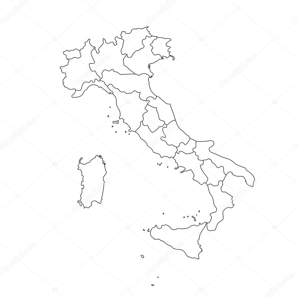 Vector illustration of black outline Italy map.