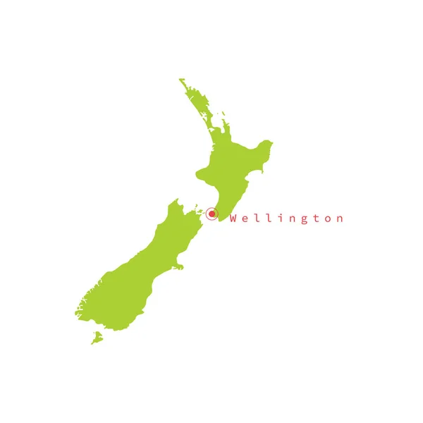 Vector illustration of New Zealand map with capital city Wellington. — Stock Vector