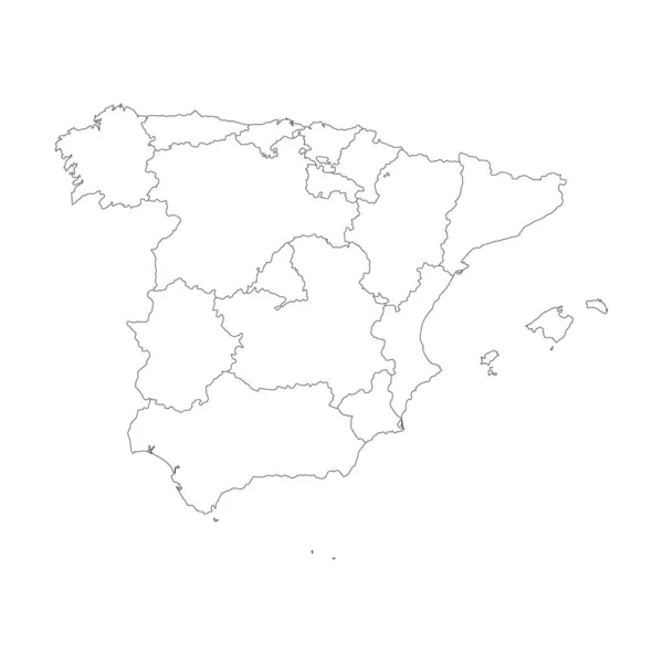 Ilustración vectorial del contorno negro España mapa . — Vector de stock