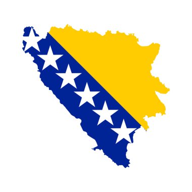 Bosna-Hersek bayrak haritasının vektör çizimi. Vektör haritası.