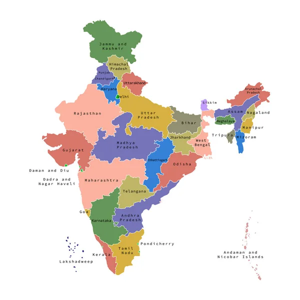 Vector illustration of administrative division map of India. Vector map. — Stock Vector