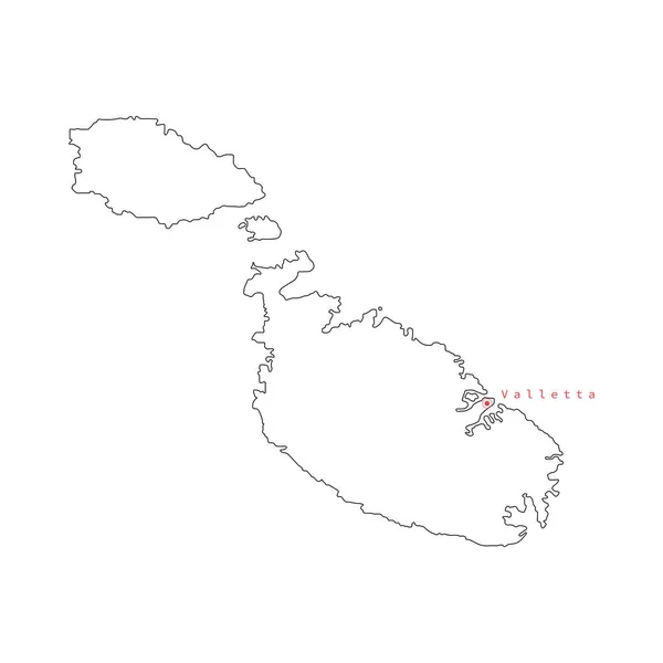 Ilustración vectorial del contorno negro Malta mapa . — Vector de stock