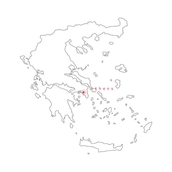 Yunanistan haritasının başkent Atina ile vektör illüstrasyonu. — Stok Vektör