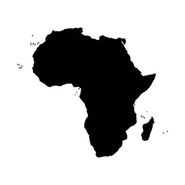 Siyah siluet Afrika 'nın vektör çizimi. Vektör haritası.