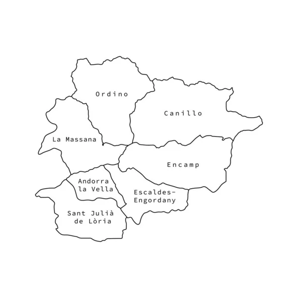 Vektorillustration der Landkarte von Andorra. Vektorkarte.. — Stockvektor