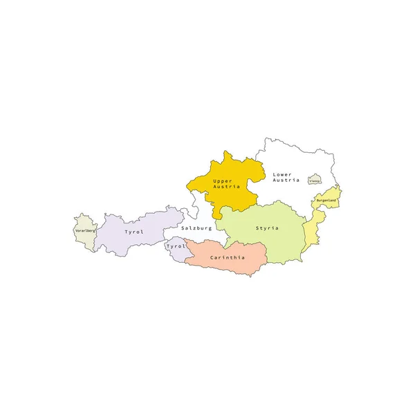 ベクトルアウトラインオーストリアの行政区画マップ。ベクトルマップ.. — ストックベクタ