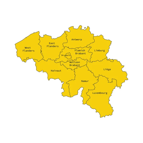 Εικονογράφηση διανύσματος του χάρτη διοικητικής διαίρεσης του Βελγίου. Διανυσματικός χάρτης. — Διανυσματικό Αρχείο