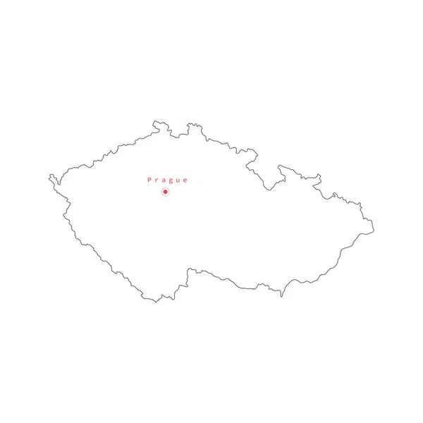 Vector illustration of outline Czech map with capital city Prague. . — Stock Vector