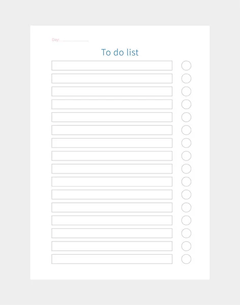 Vector daily to do list planner. Planner page.. — Stock Vector