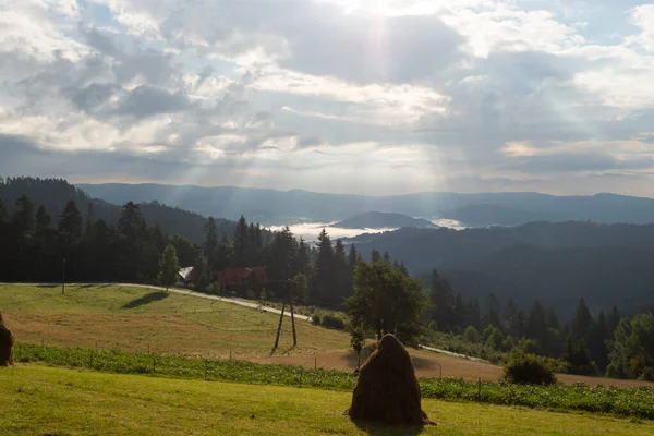 Krásný Výhled Zamlžené Údolí Popradu — Stock fotografie