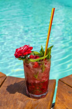 Mojito ayakta havuzun kenarında