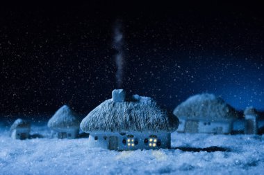 Gece fotoğraf kışın Noel, peri oyuncak Köyü