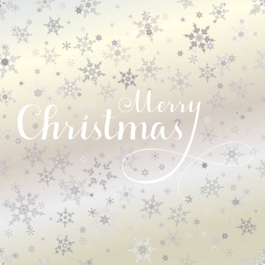 Gümüş kar tanesi arka plan ile yazı neşeli Noel vektör.