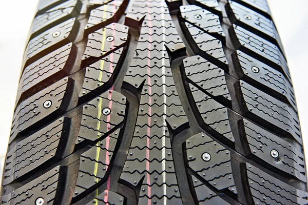 Winter Stud Tire Cars Closeup — Stock Photo, Image